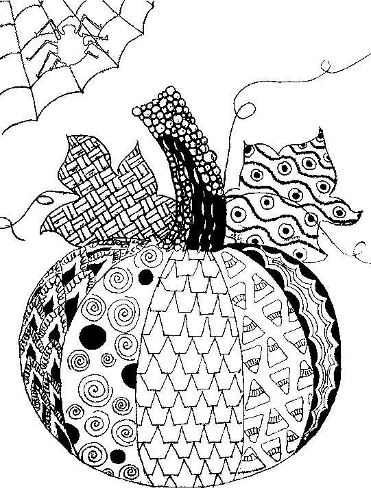 Coloring page antistress pumpkin prepared for Halloween